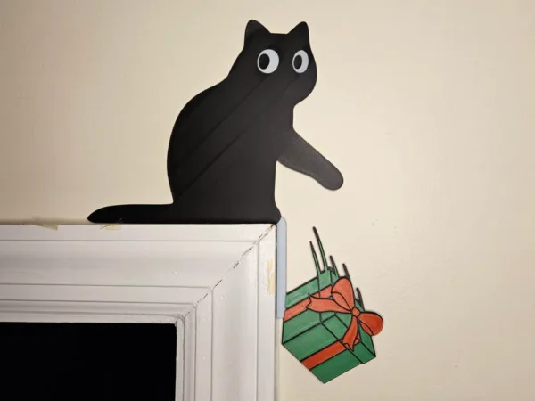 Décoration de porte - Chat et cadeaux